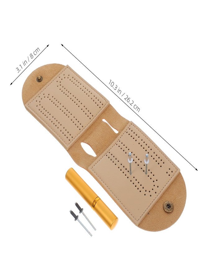 Yardwe Foldable Leather Cribbage Board with Peg Storage Slot - Portable Scoreboard for Travel Family Games and Parties Compact 10.3 Inch Game Accessory - Image 3